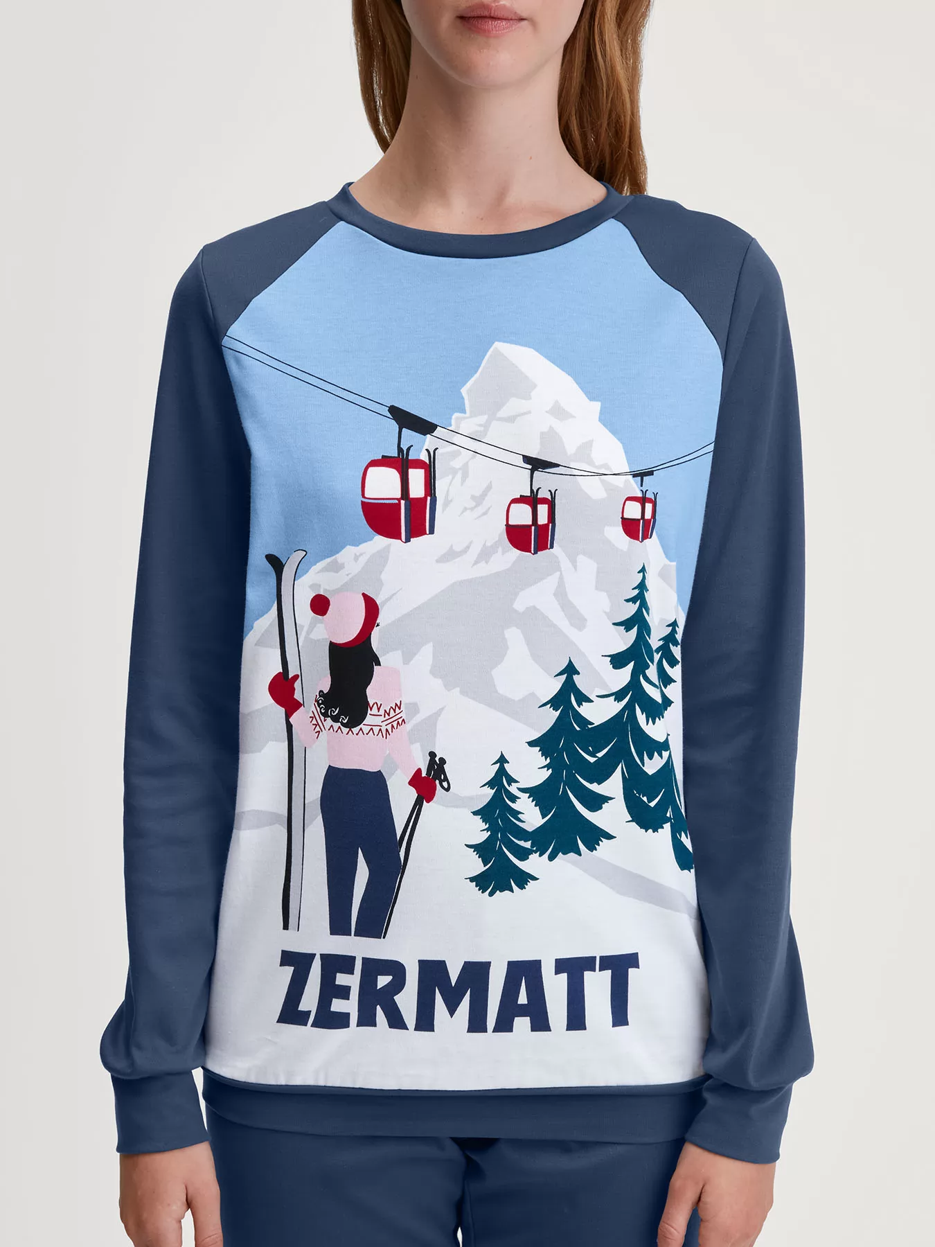 Granatowy, niebieski Piżama damska Calida Ski Resort 45050 - zdjęcie 3