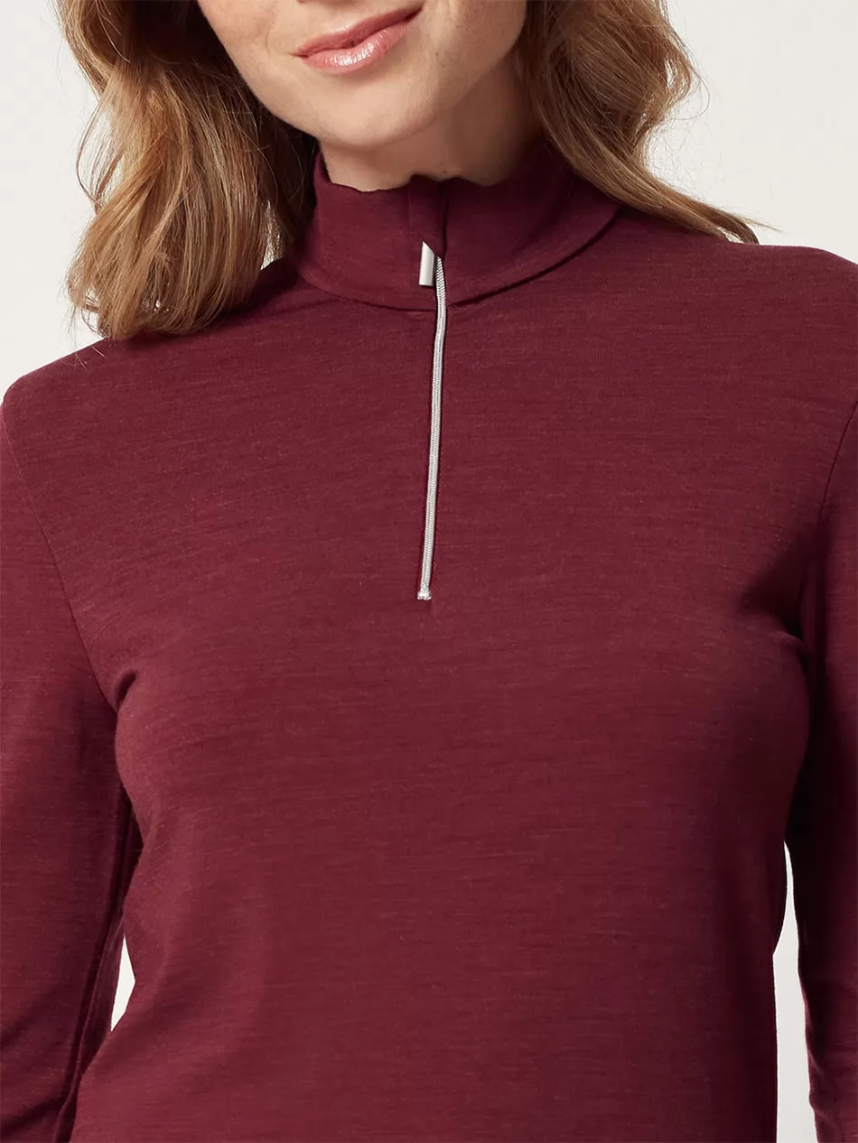 Bordowy Koszulka damska z wełny Huber Wool Performance 016485 - zdjęcie 3