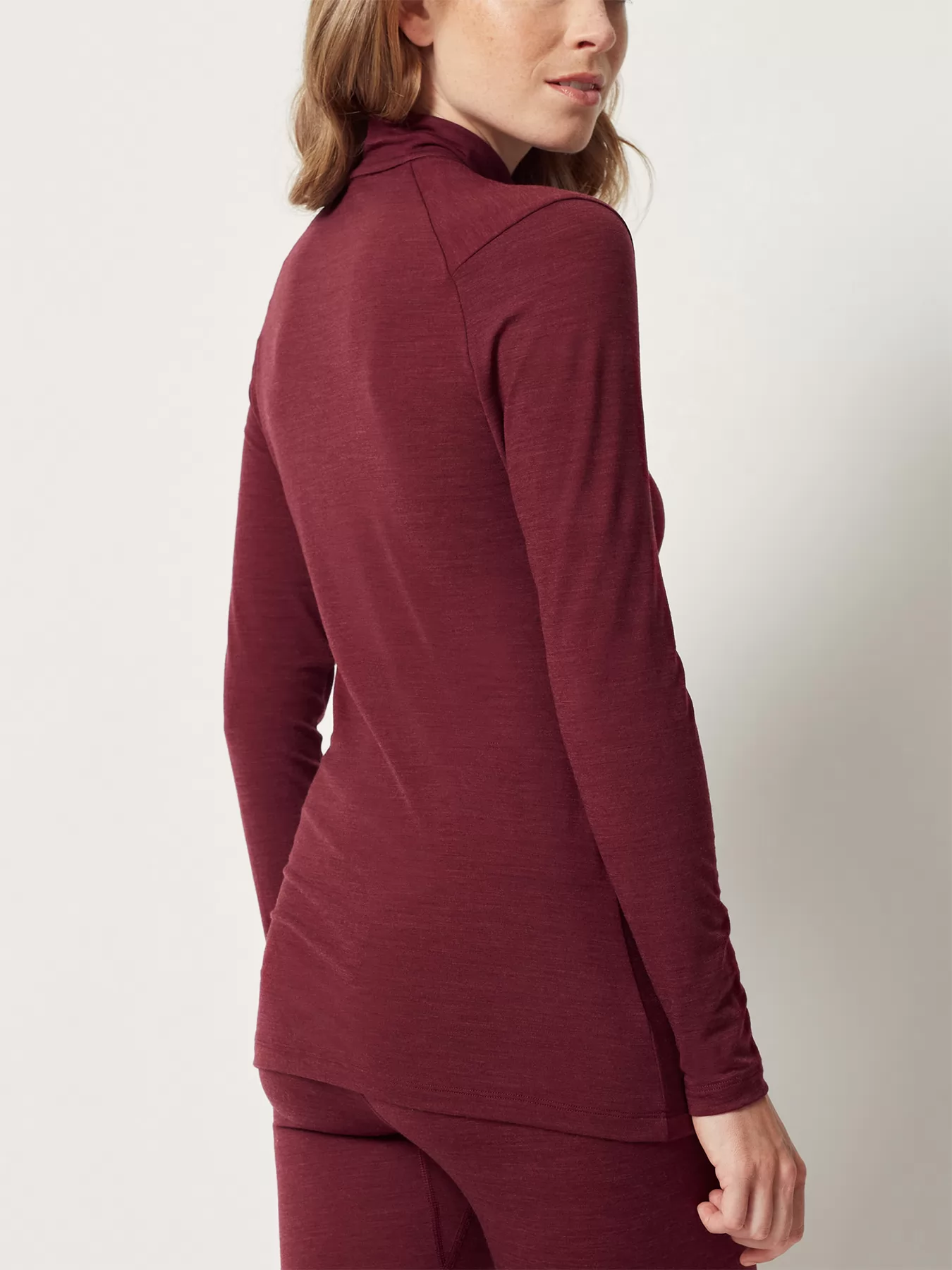 Bordowy Koszulka damska z wełny Huber Wool Performance 016485 - zdjęcie 2