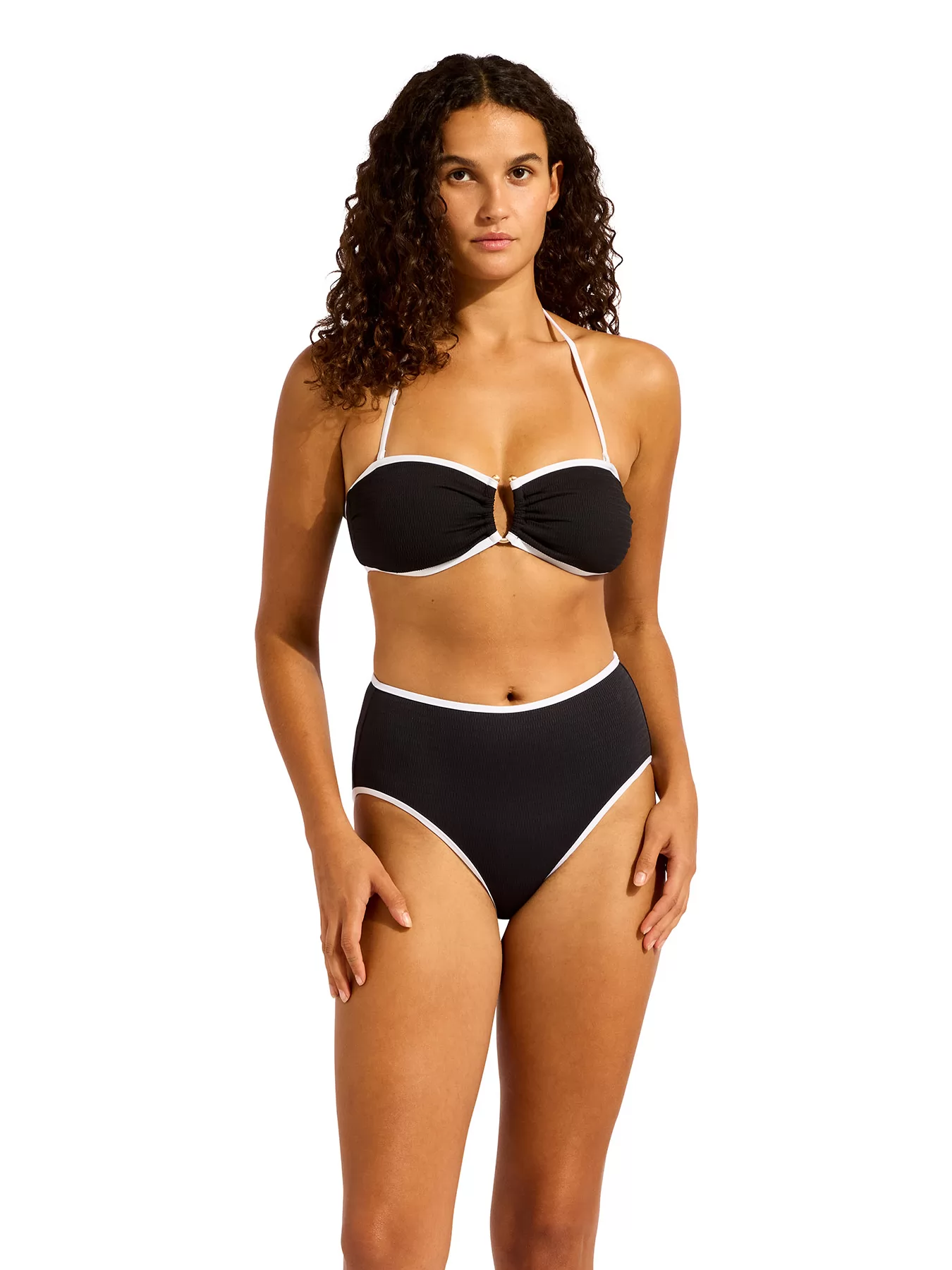 Biały, czarny Góra od bikini bandeau Seafolly Beach Bound 31283-072 - zdjęcie 7