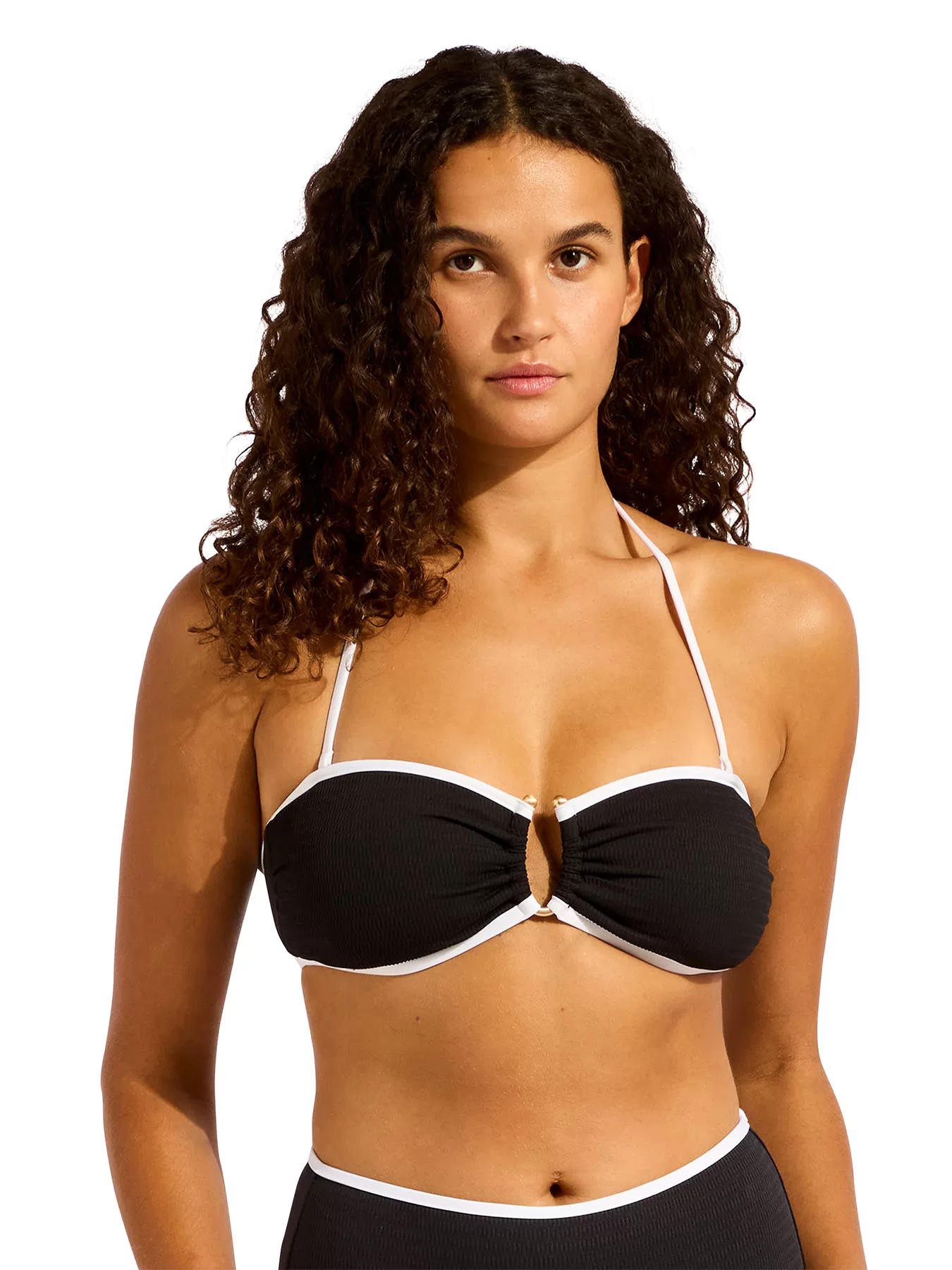 Biały, czarny Góra od bikini bandeau Seafolly Beach Bound 31283-072 - zdjęcie 3