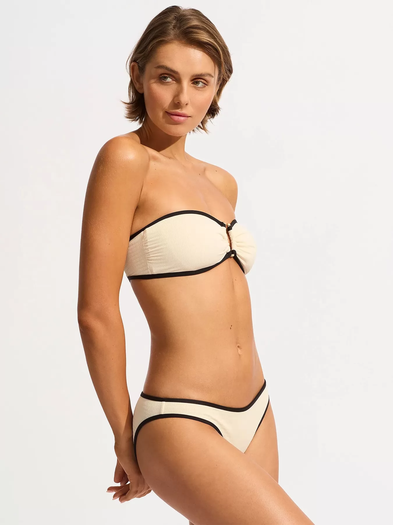 Czarny, kremowy Góra od bikini bandeau Seafolly Beach Bound 31283-072 - zdjęcie 4