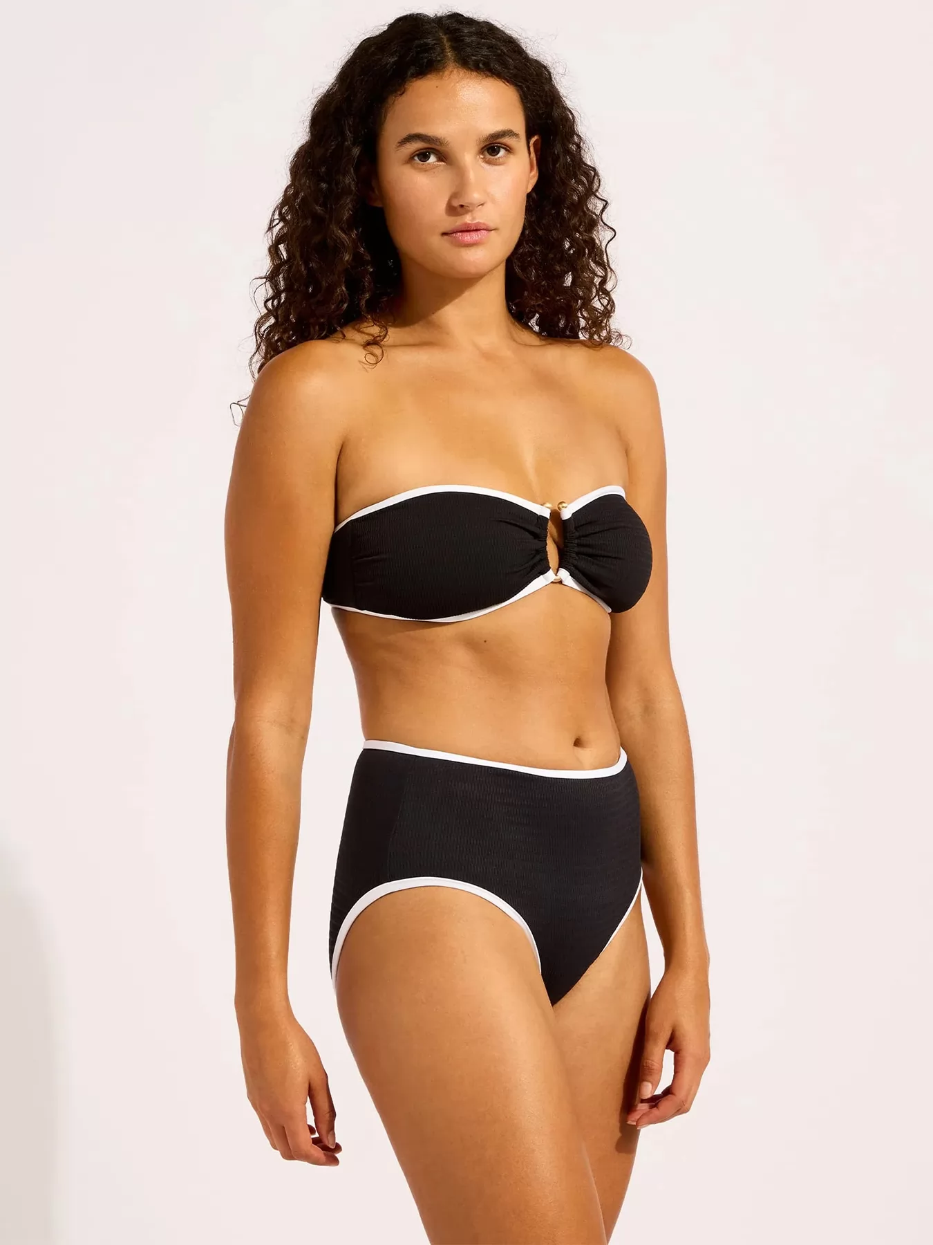 Biały, czarny Dół od bikini wysokie Seafolly Beach Bound 40646-072 - zdjęcie 4