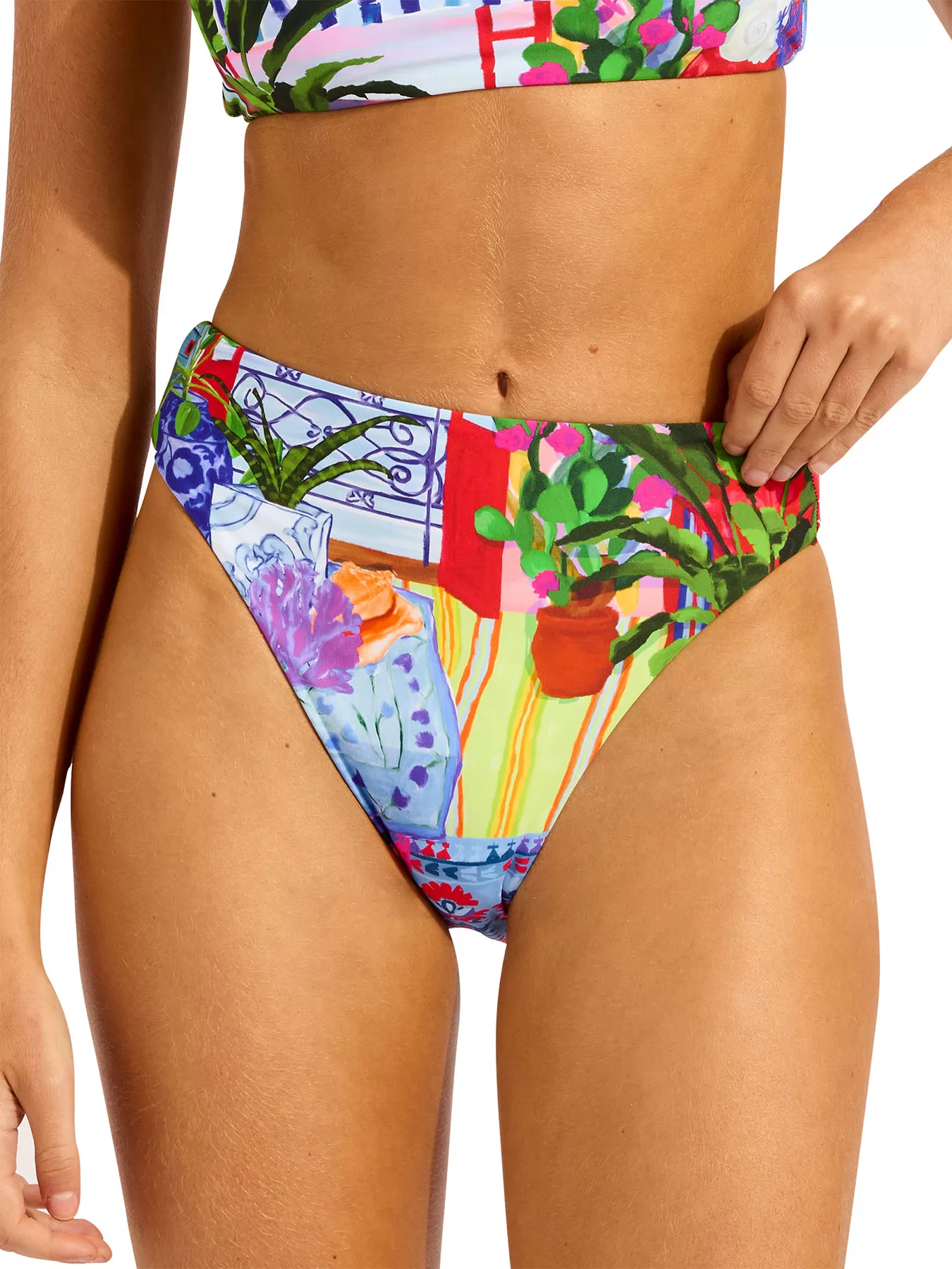 Niebieski, wielobarwny, zielony Dół od bikini bandeau Seafolly La Boca 40609-286 - zdjęcie 1