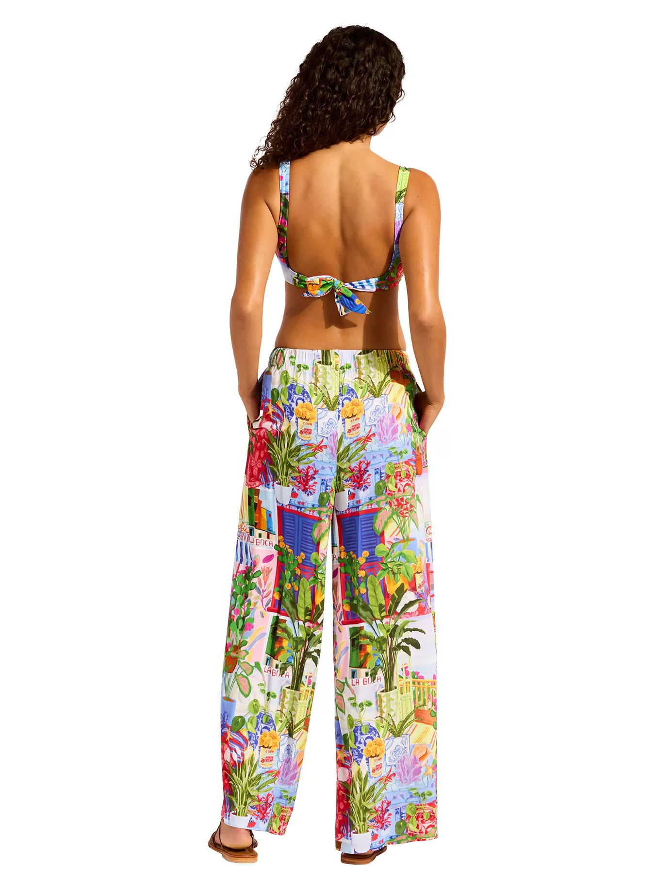 Niebieski, wielobarwny, zielony Spodnie plażowe Seafolly La Boca 55599-PA - zdjęcie 2