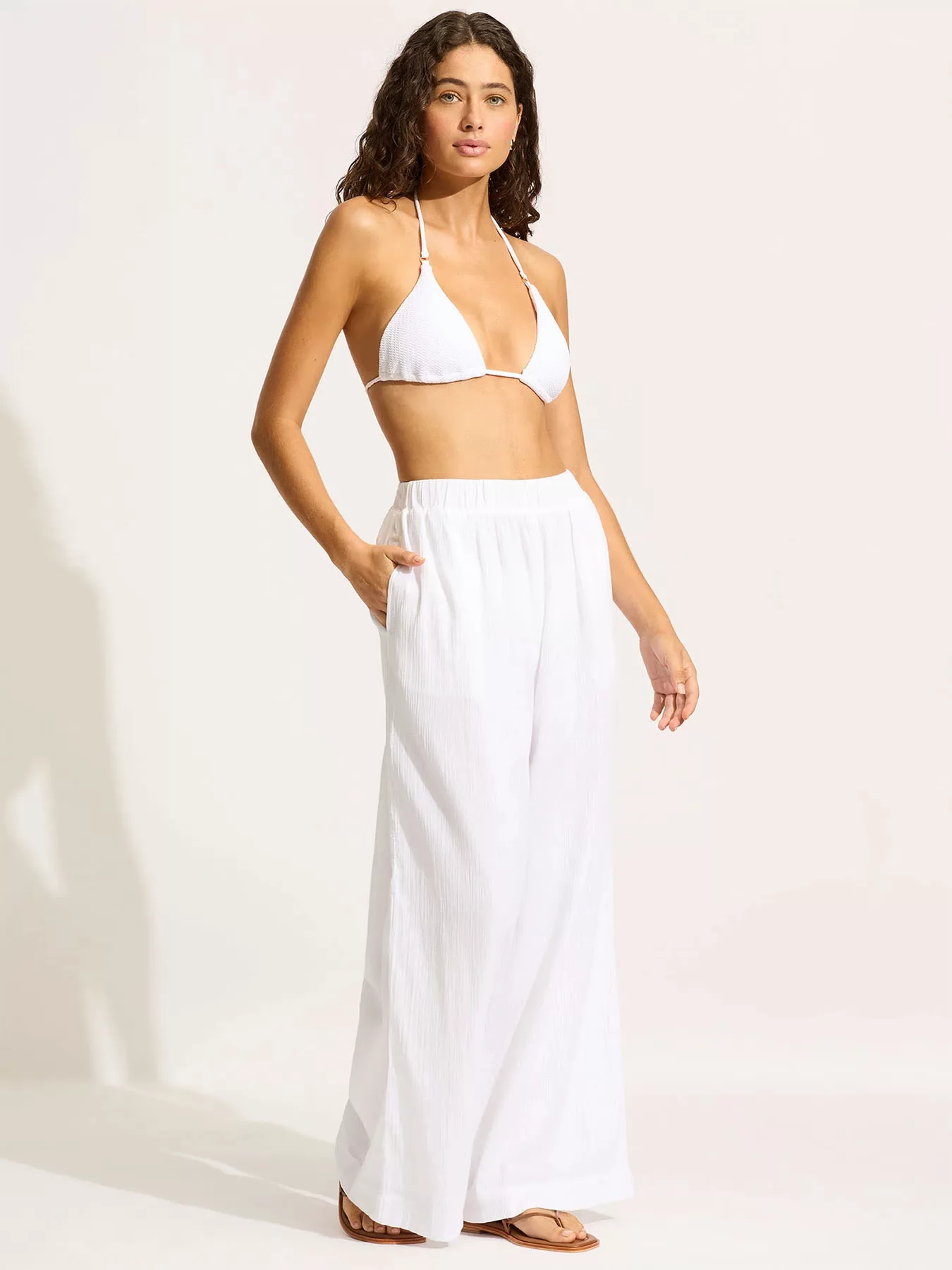 Biały Spodnie plażowe Seafolly Beach Edit 55430-PA - zdjęcie 3