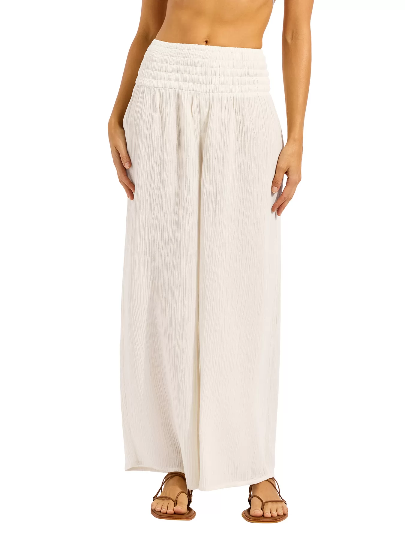 Kremowy Spodnie plażowe Seafolly Beach Edit 55699-PA - zdjęcie 1