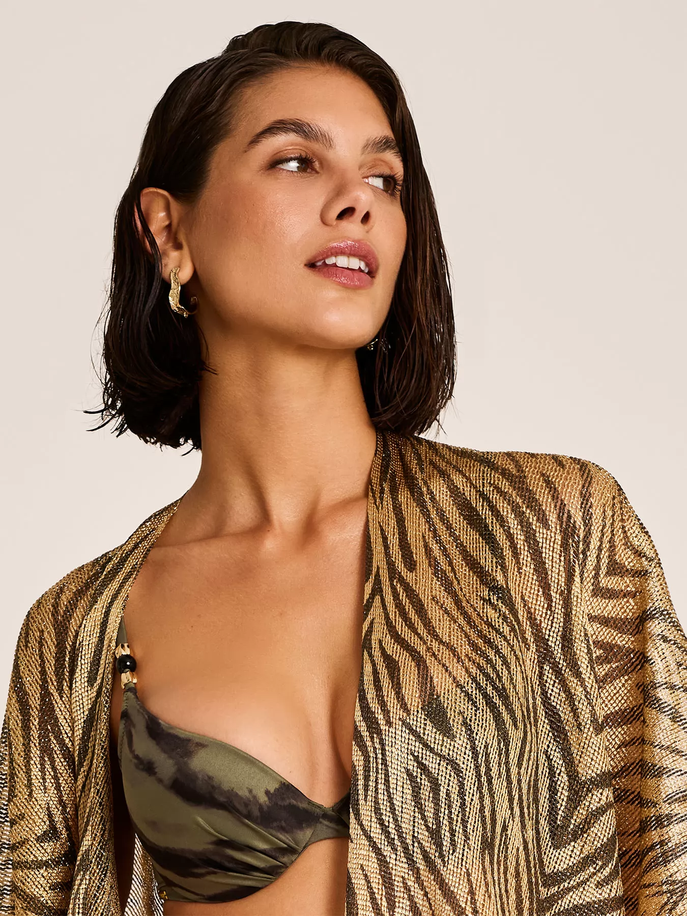 Złoty Kimono plażowe Selmark BL297 - zdjęcie 3