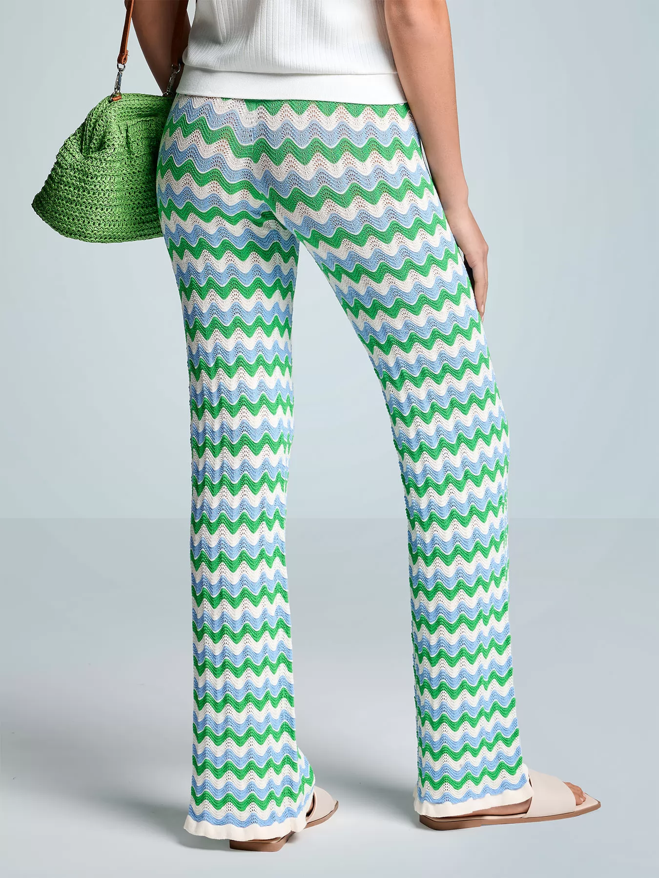 Niebieski, wielobarwny, zielony Spodnie plażowe Iconique Palma Palazzo 26-068 - zdjęcie 2