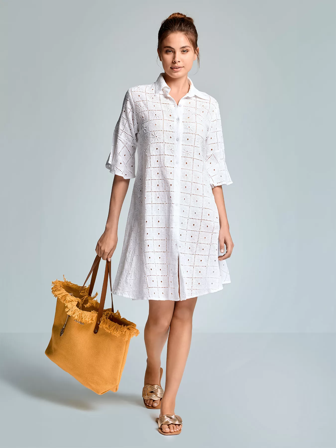 Biały Włoska sukienka Iconique Romina 26-039 - zdjęcie 3