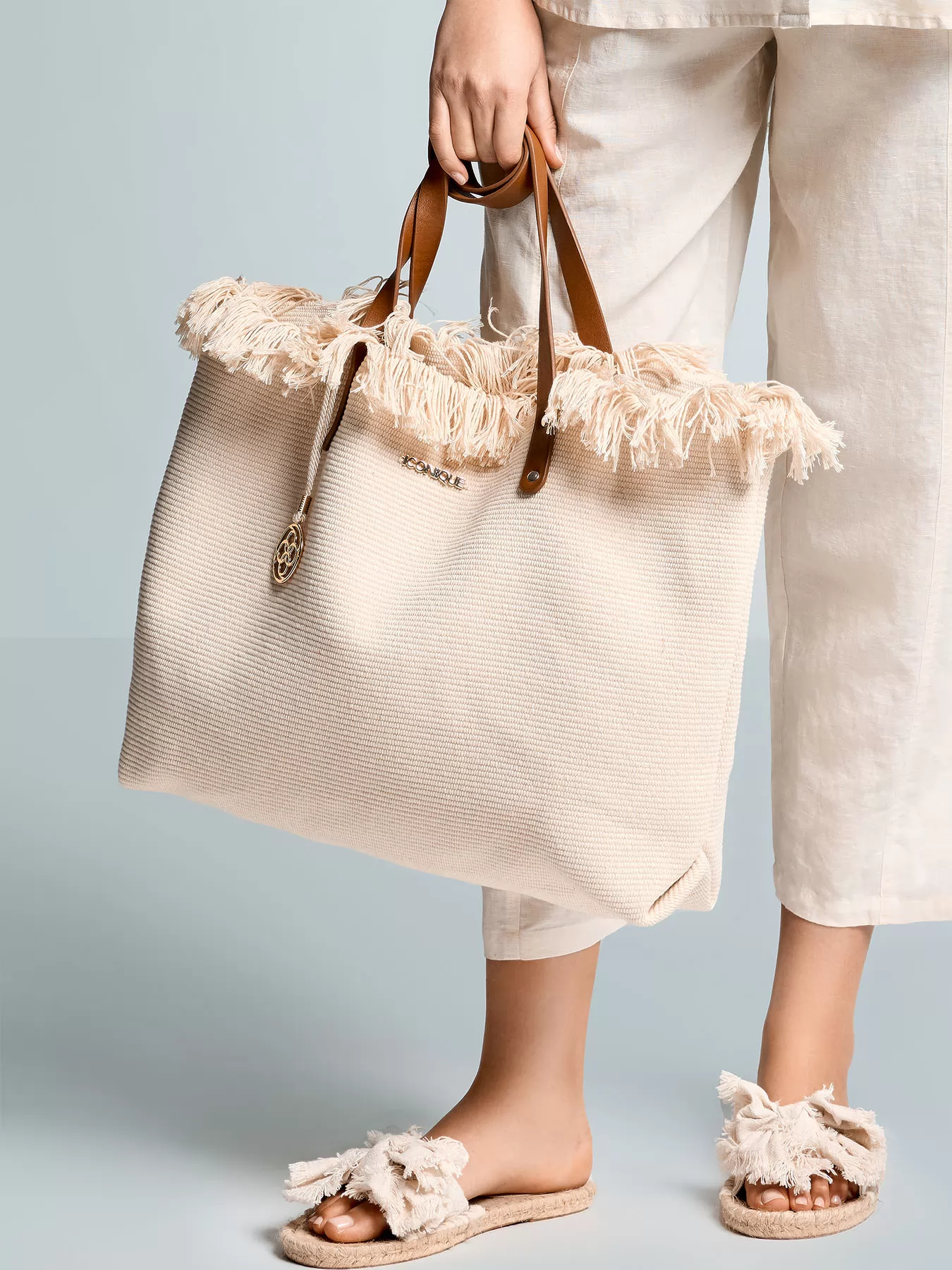 Kremowy Torba plażowa Iconique Calypso 26-B01 - zdjęcie 1