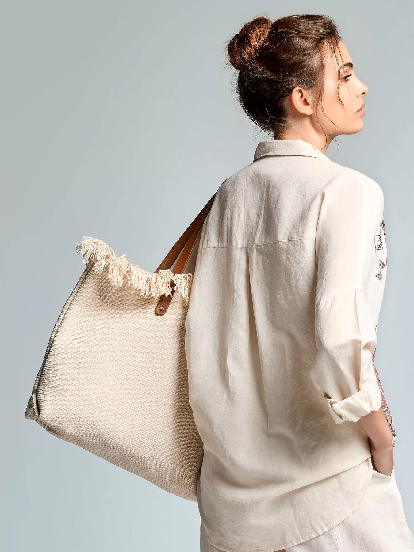 Kremowy Torba plażowa Iconique Calypso 26-B01 - zdjęcie 2