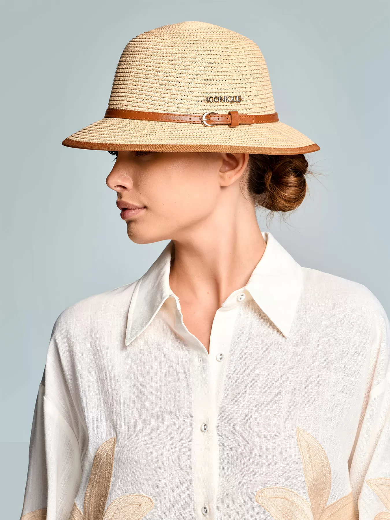 Beżowy, brązowy Kapelusz plażowy Iconique Zephyra 26-A08 - zdjęcie 1