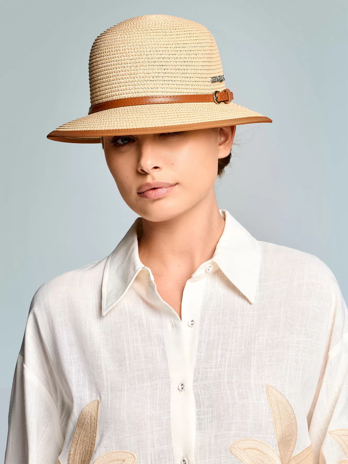 Beżowy, brązowy Kapelusz plażowy Iconique Zephyra 26-A08 - zdjęcie 2