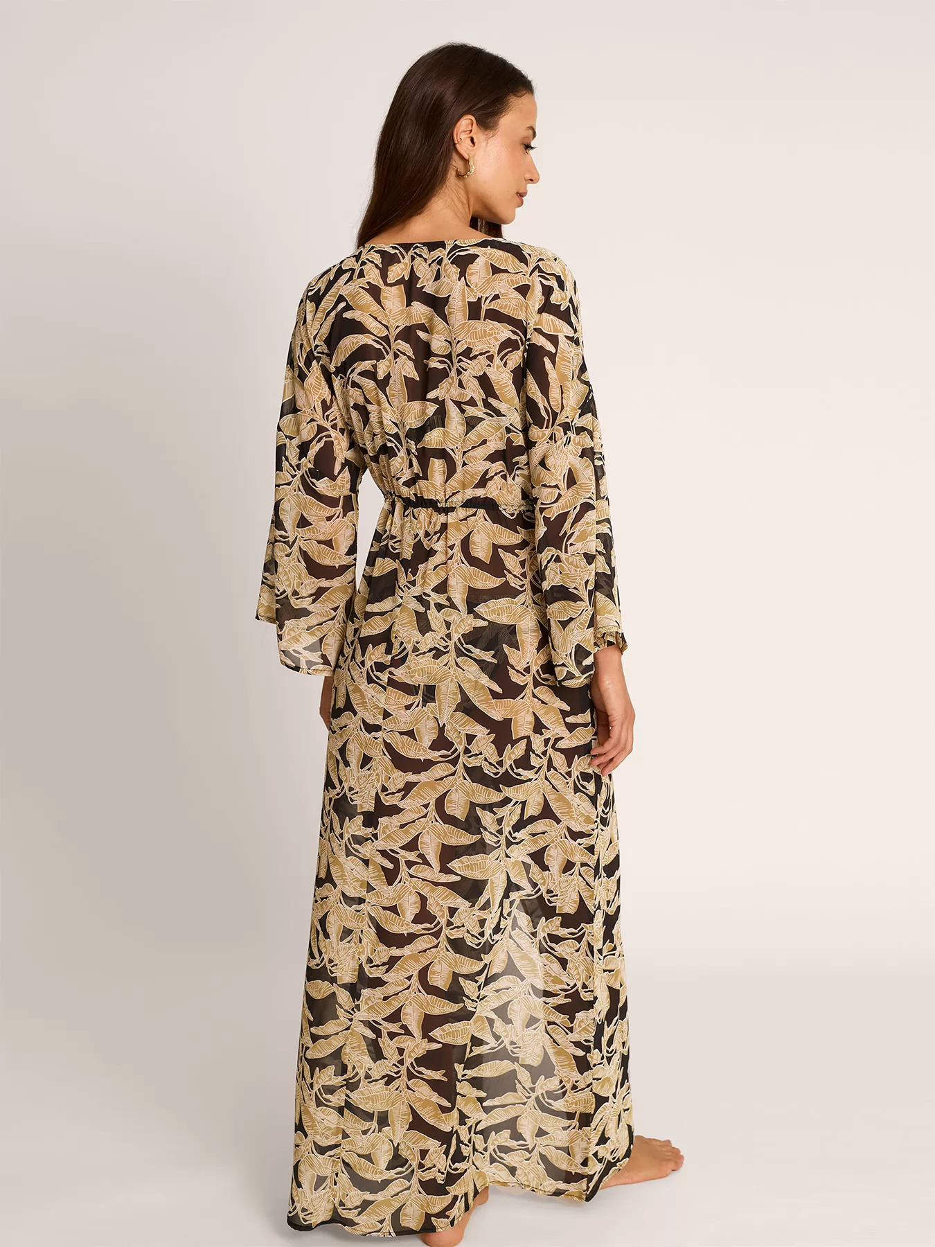 Czarny, złoty Kimono plażowe Selmark BO397 - zdjęcie 2