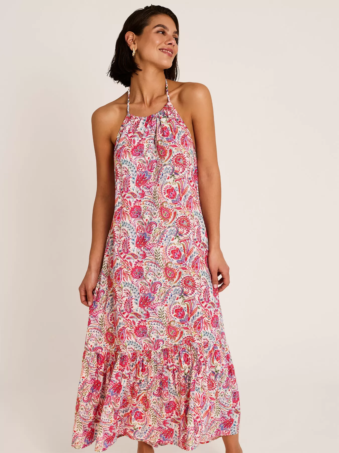 Czerwony, wielobarwny Sukienka plażowa Selmark BP196 - zdjęcie 1