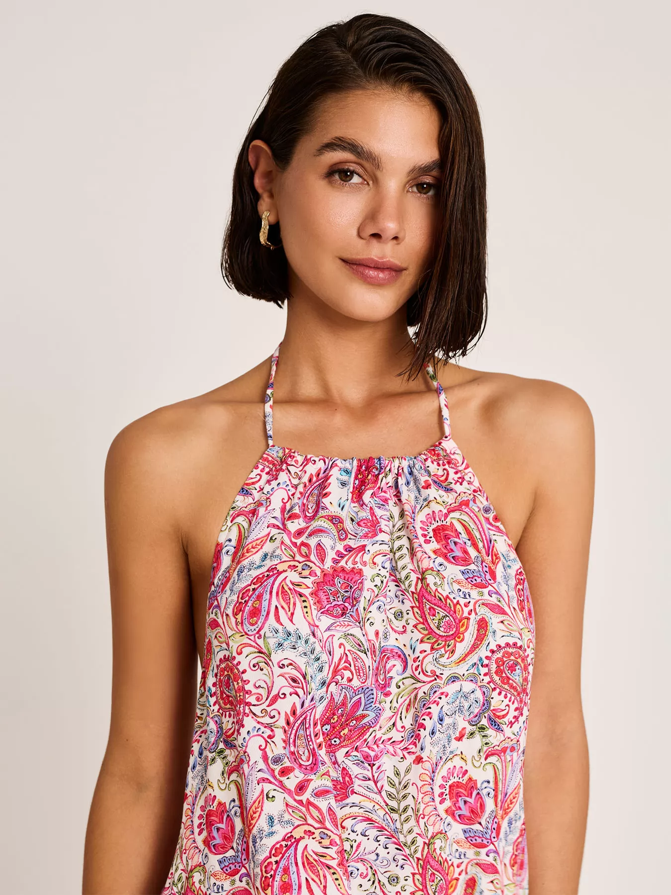 Czerwony, wielobarwny Sukienka plażowa Selmark BP196 - zdjęcie 3