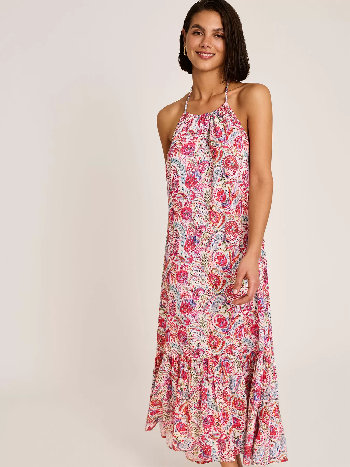 Czerwony, wielobarwny Sukienka plażowa Selmark BP196 - zdjęcie 4