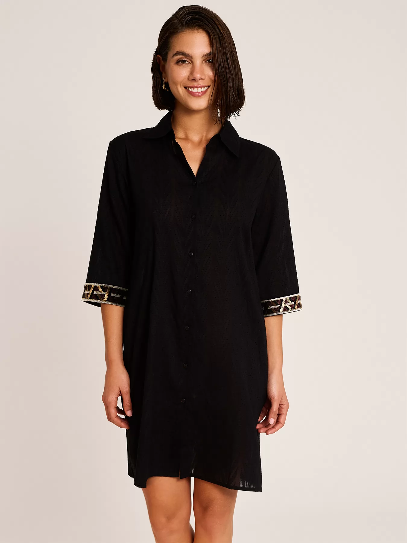 Czarny Sukienka plażowa Selmark BO233 - zdjęcie 1