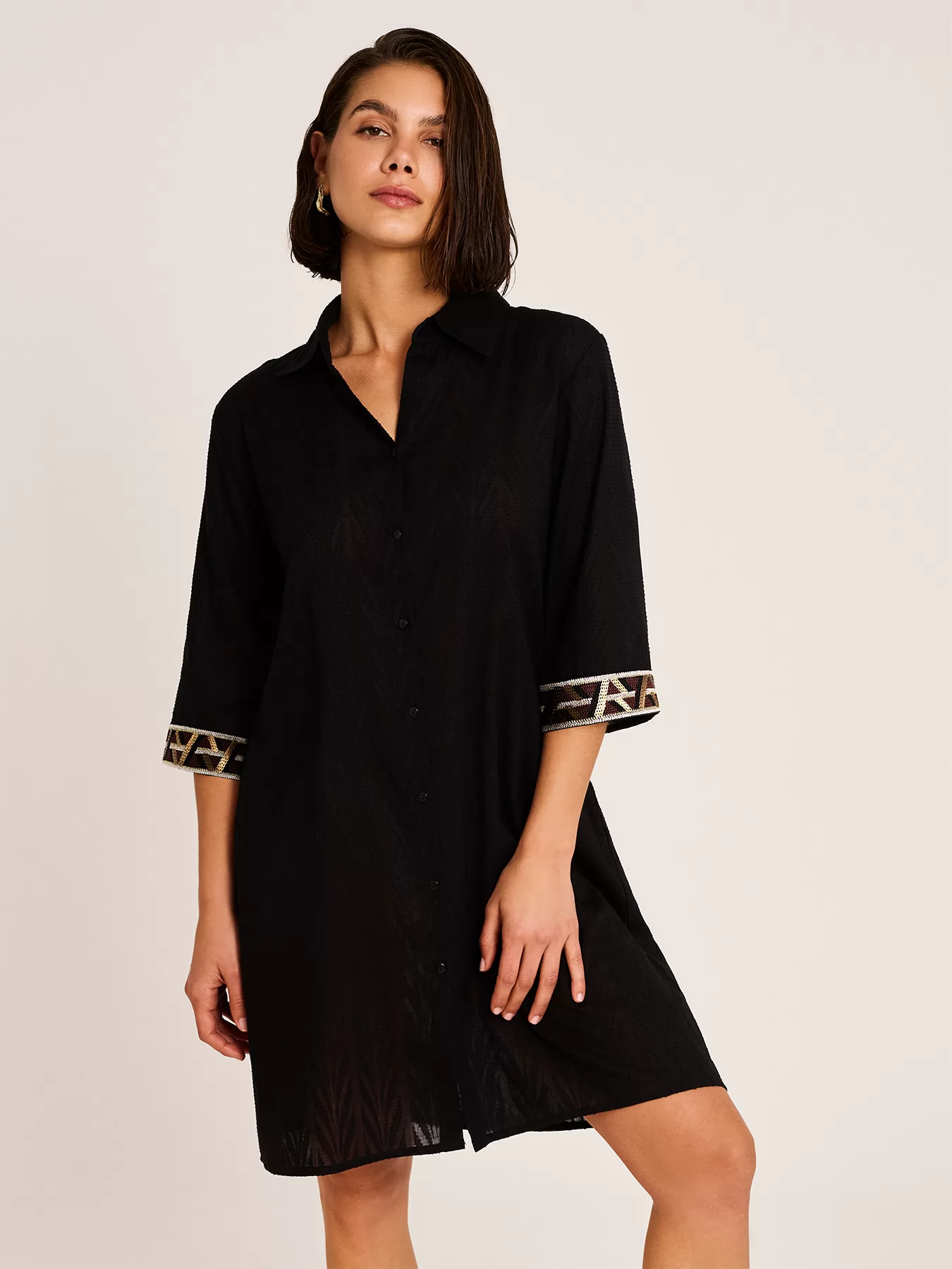 Czarny Sukienka plażowa Selmark BO233 - zdjęcie 3