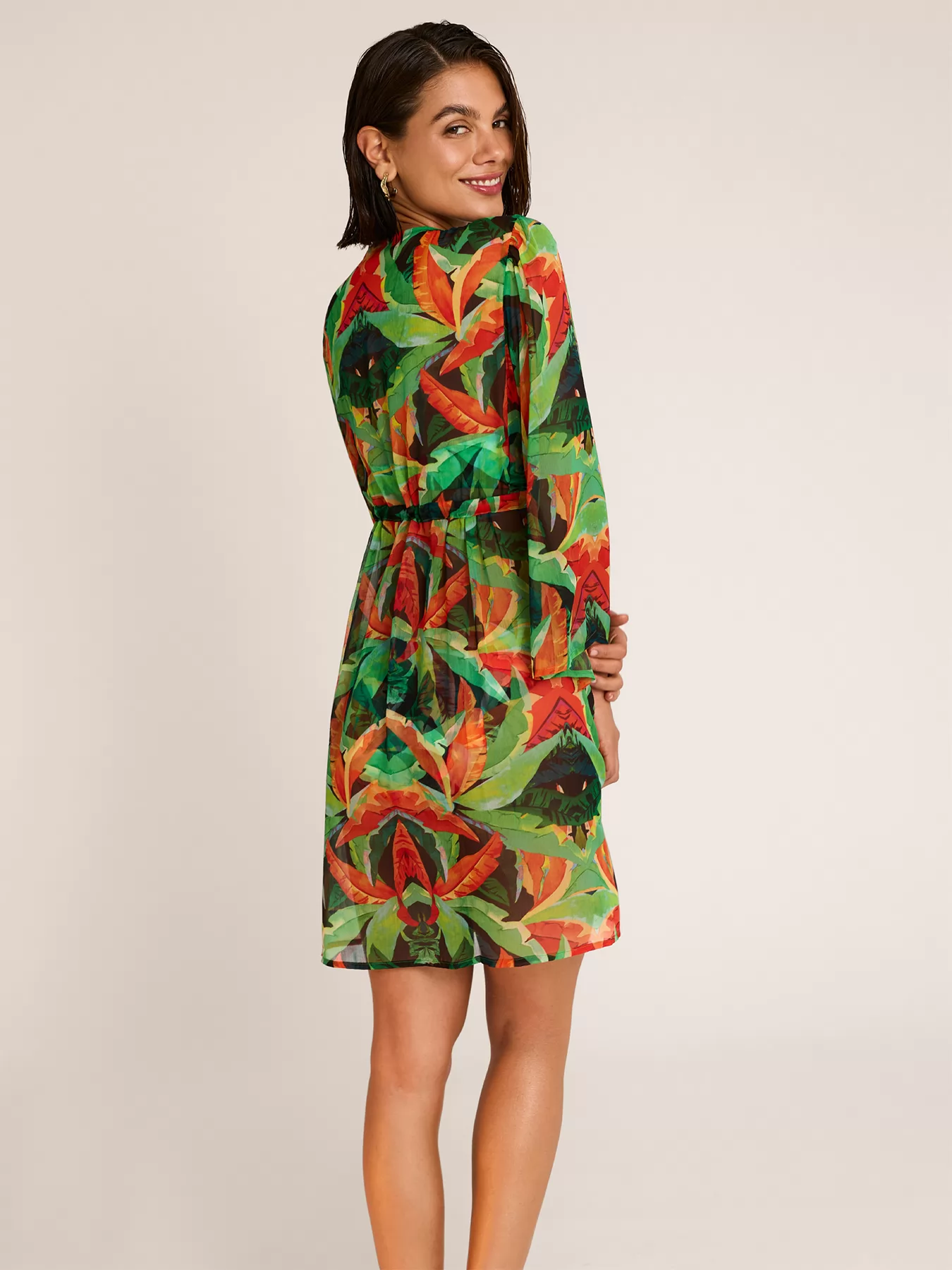 Czerwony, wielobarwny, zielony Sukienka plażowa Selmark BN698 - zdjęcie 2