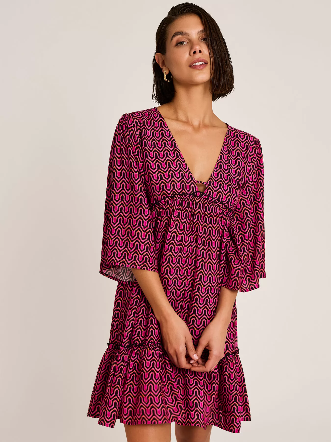 Różowy Sukienka plażowa Selmark BN598 - zdjęcie 1