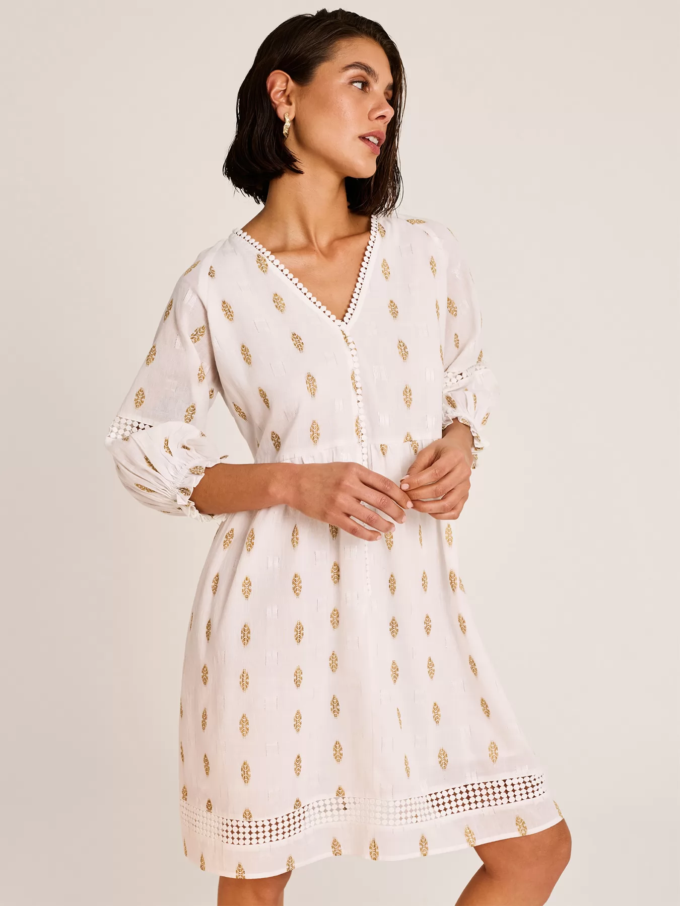 Biały, złoty Sukienka plażowa Selmark BC298 - zdjęcie 1