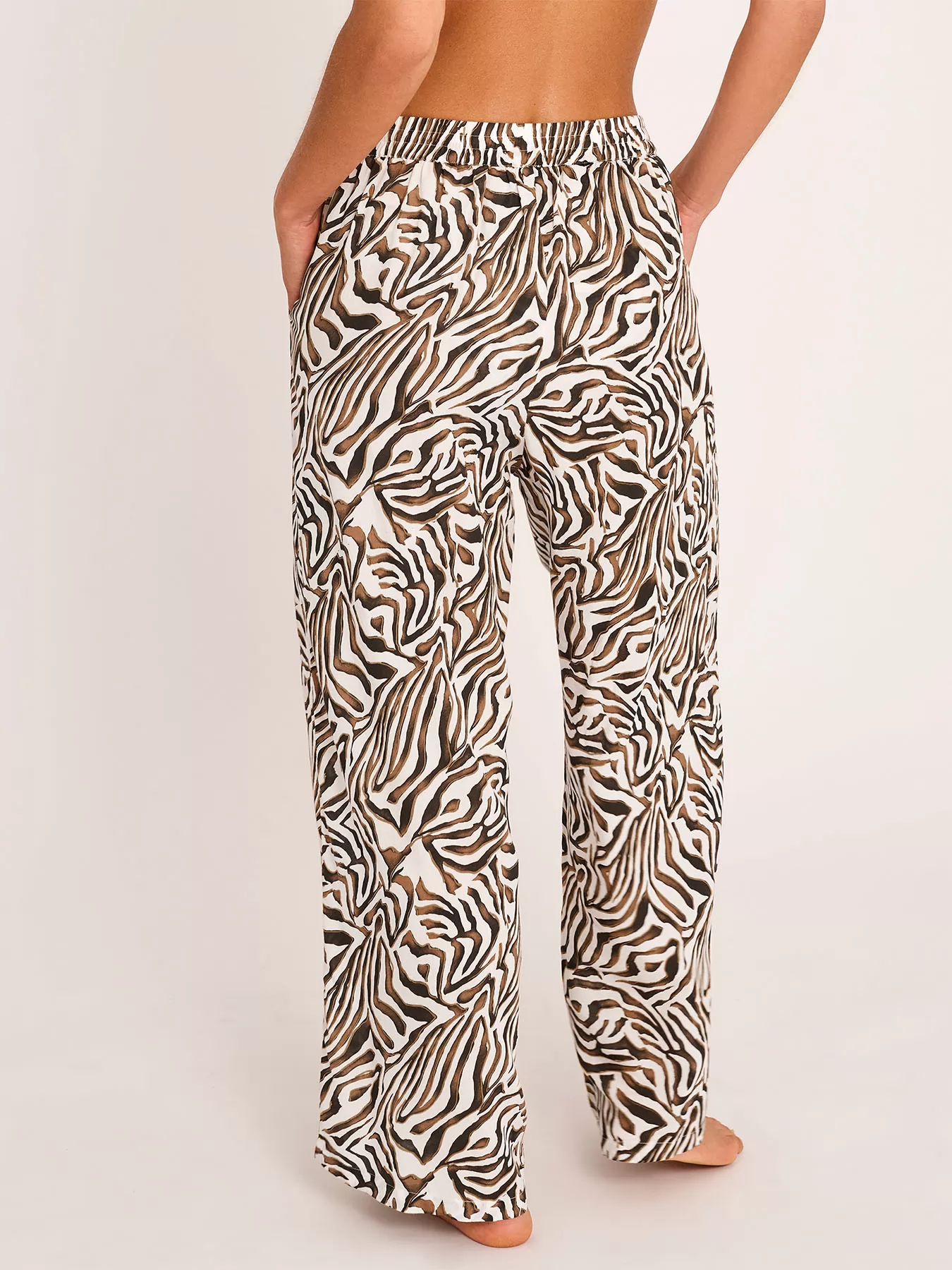 Brązowy, kremowy Spodnie plażowe Selmark BN775 - zdjęcie 2