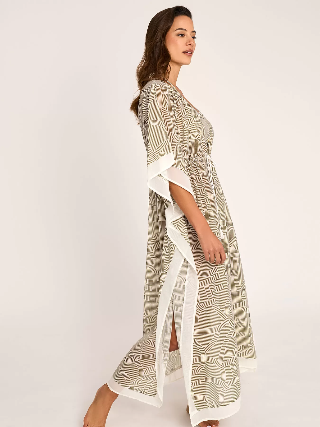 Beżowy Kimono plażowe Selmark BP090 - zdjęcie 3