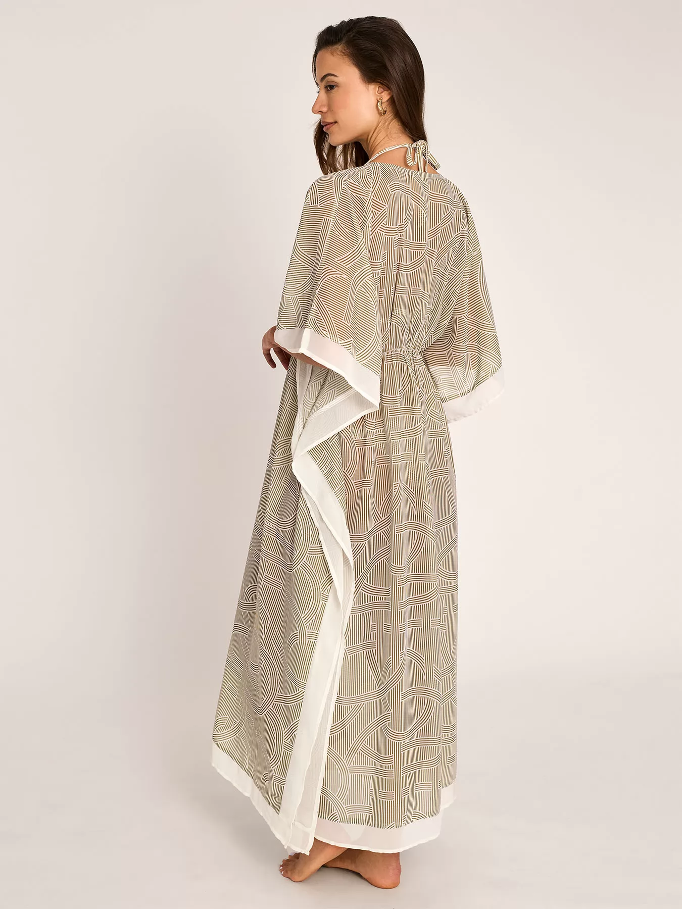 Beżowy Kimono plażowe Selmark BP090 - zdjęcie 5