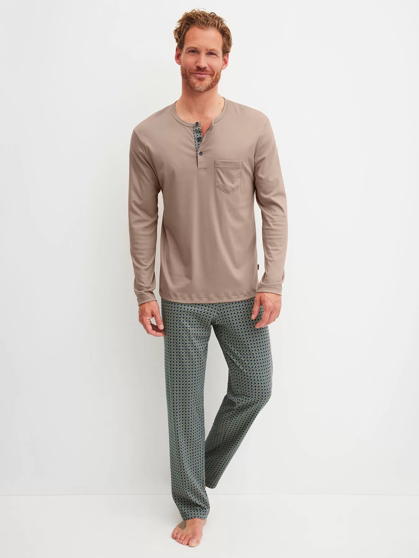 Beżowy Piżama męska Calida Relax Choice 47481 - zdjęcie 1