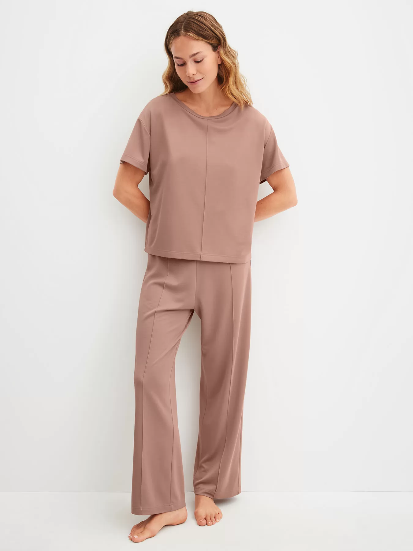 Beżowy Koszulka damska Calida Natural Loungewear 14396 - zdjęcie 4