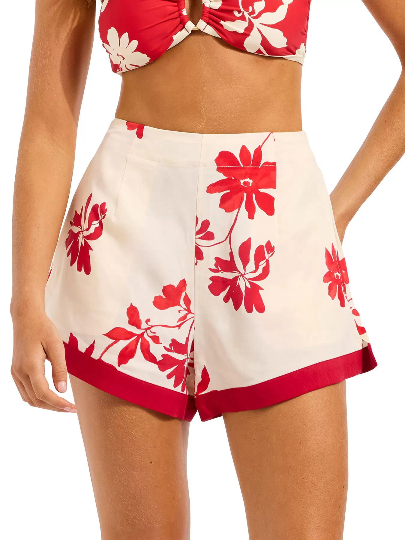 Czerwony, kremowy Spodenki plażowe Seafolly Mayflower 55738-SH - zdjęcie 1