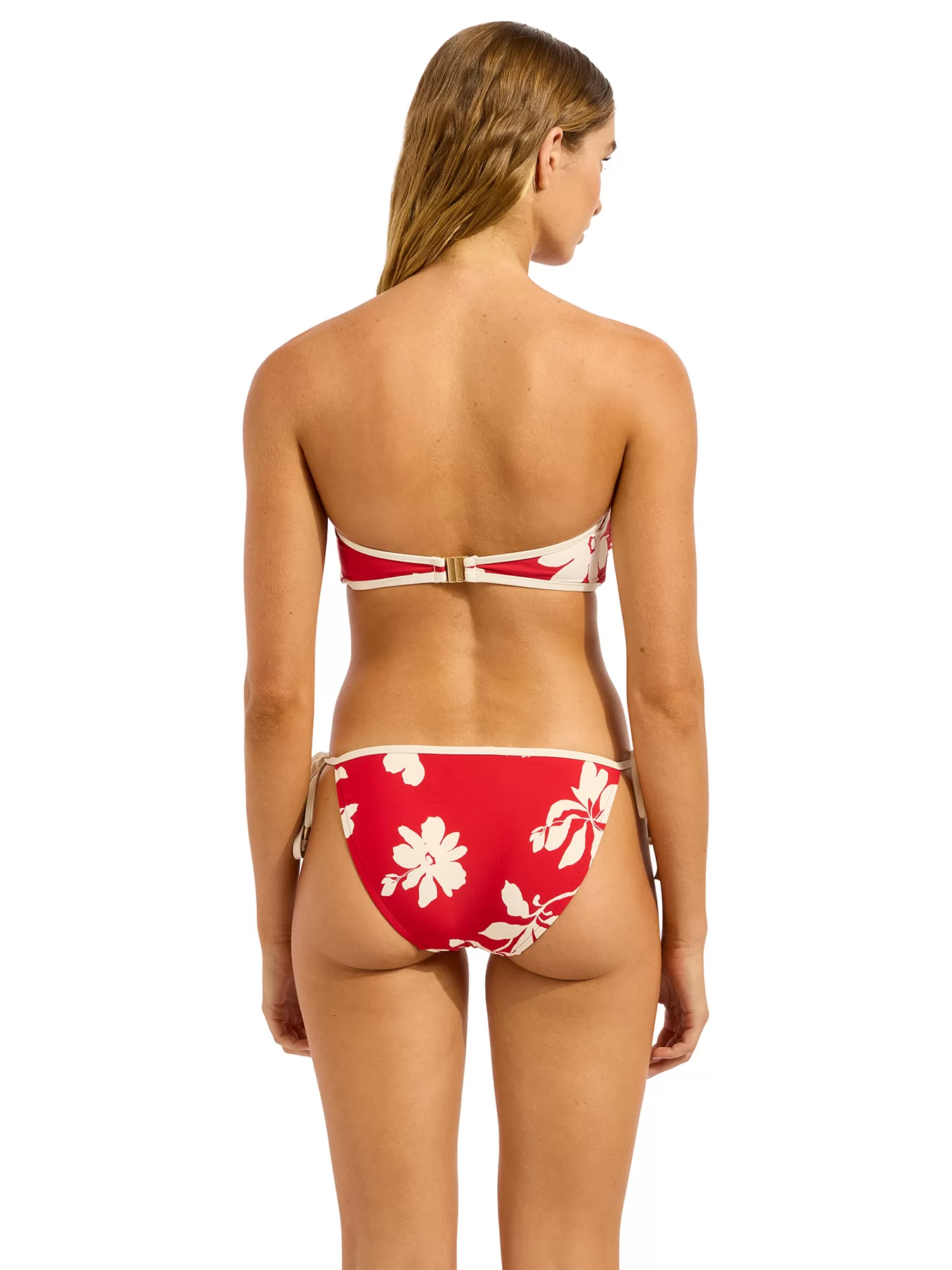 Czerwony, kremowy Góra od bikini bandeau Seafolly Mayflower 31283-299 - zdjęcie 7