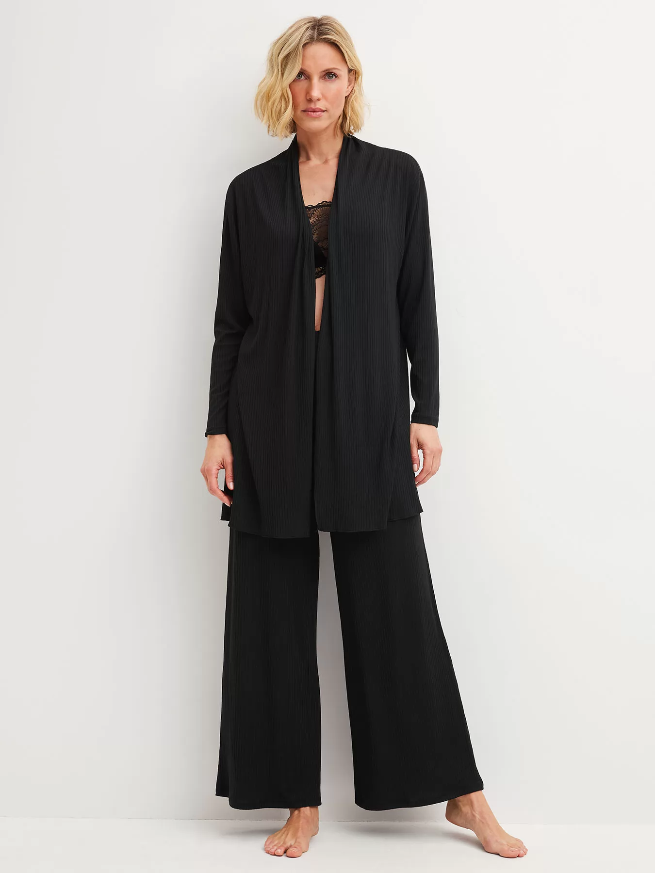 Czarny Kimono Calida Feminine Lounge 15856 - zdjęcie 3